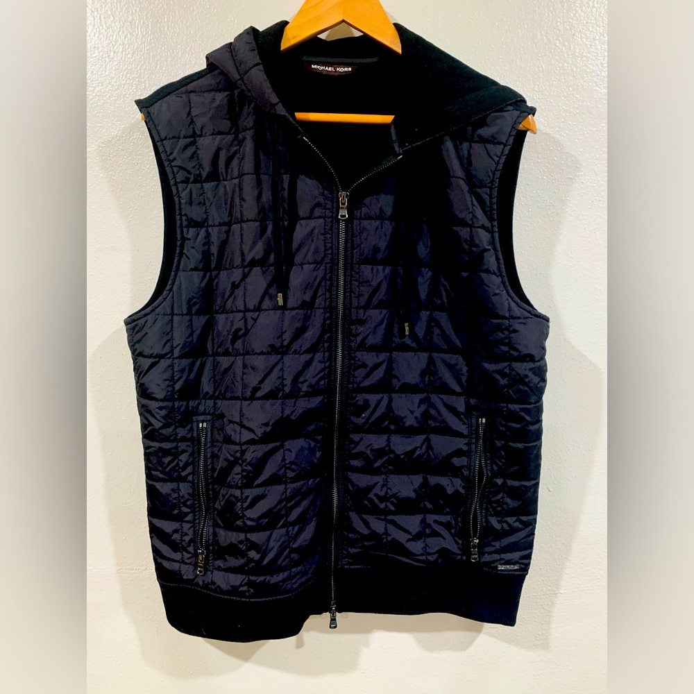 MICHAEL KORS MEN PUFFER VEST STRETCH BACK PANEL REGULAR FIT FULL ZIP Size L Larg